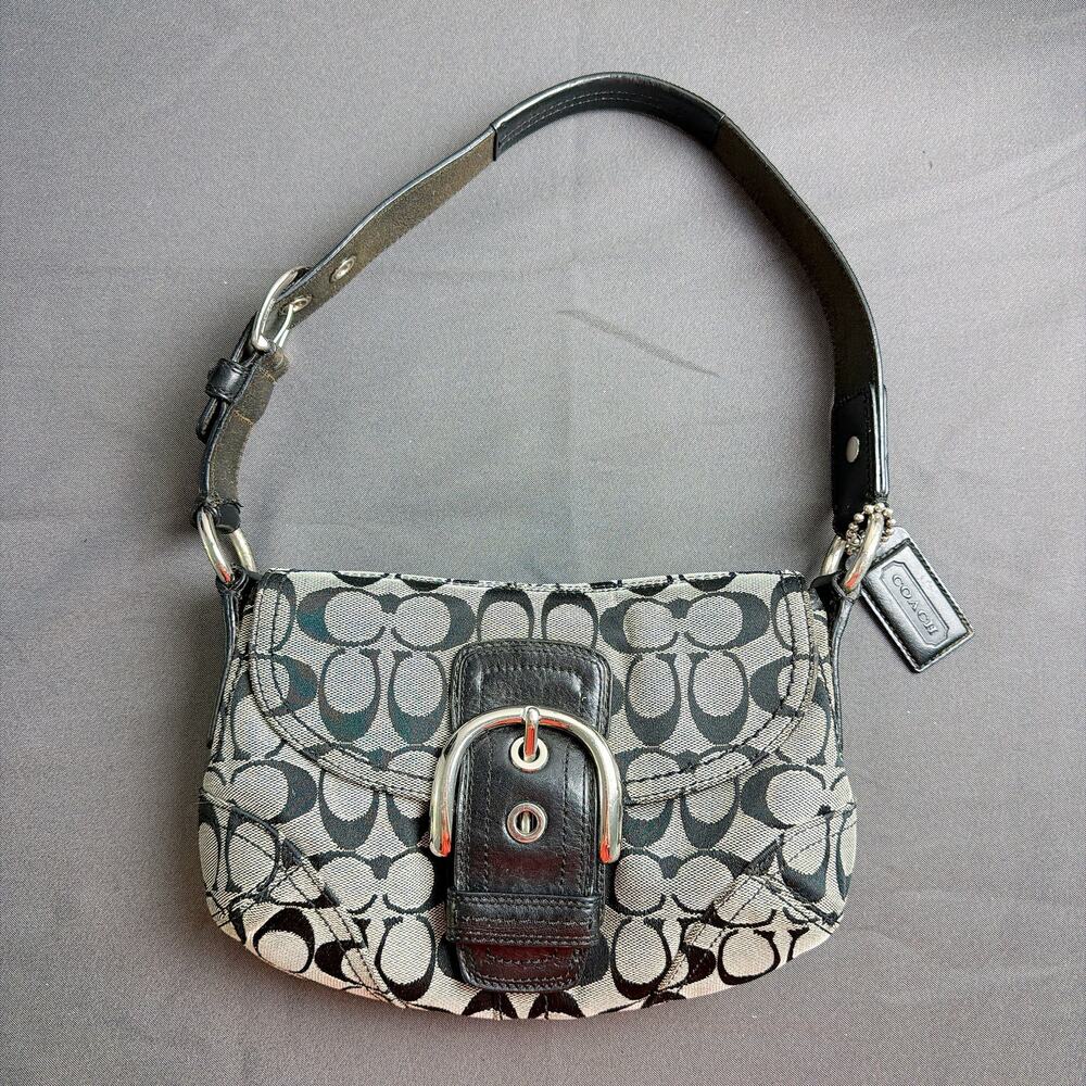 Coach Y2K Soho Grey Black Signature Jacquard Flap Bag 11860